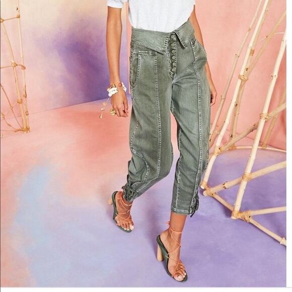 Ulla Johnson Kingston Army Green High Rise Pegged Crop Jeans size 2 - Picture 13 of 13